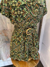 Olive Print Button Down Romper