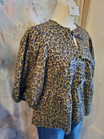 Leopard Front Tie Top