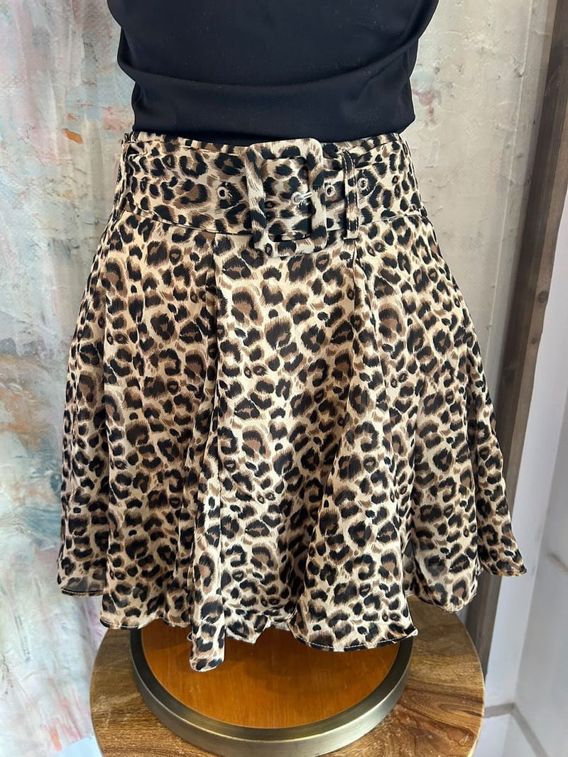 Belted Leopard Skort