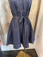 Navy Top Stitch Shirt Dress