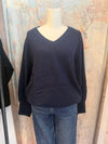 V Neck Long Sleeve Knit Pullover