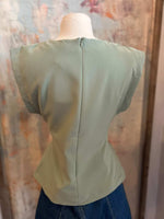 Round Neck Pleat Detail Top_