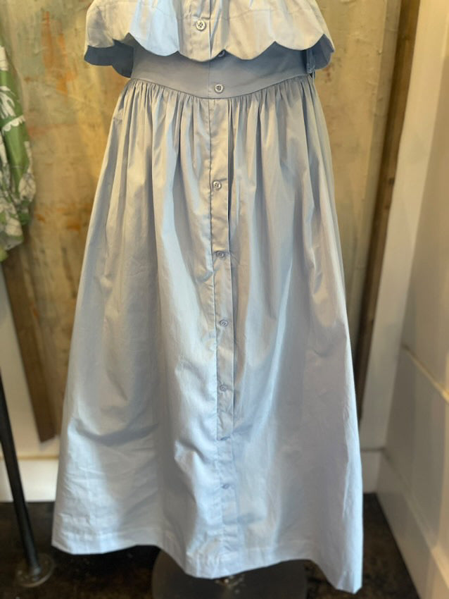 Light Blue Button Detail Long Skirt