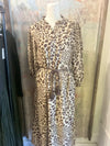 Animal Print Midi Dress with Rope Tie