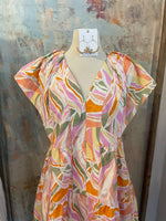 Tropical Print Poplin Dress