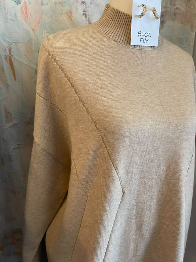 Drop Shoulder Mock Neck Sweater