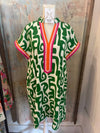 Short Sleeve V Neck Print Dress with Pockets