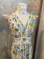 V Neck Flutter Sleeve Maxi Dress