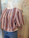 Stripe Ombre Short Bubble Sleeve Kit Top