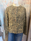Round Neck Button Detail Leopard Jacket