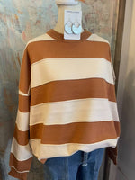 Camel Striped Oversize Top