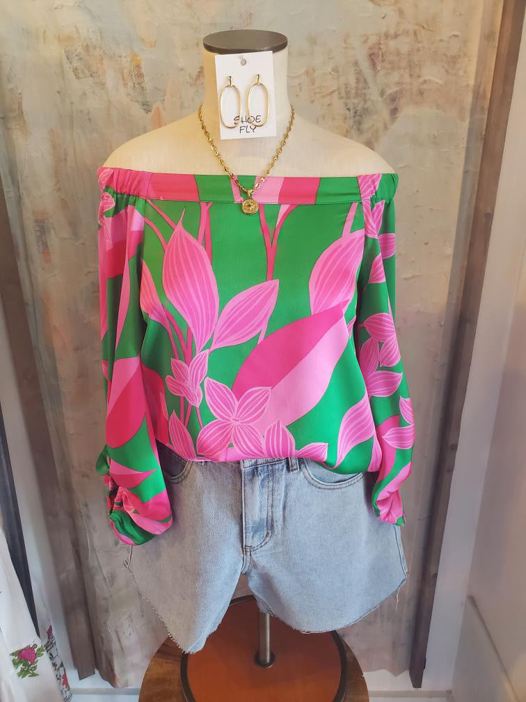 Off the Shoulder Balloon Sleeve Top