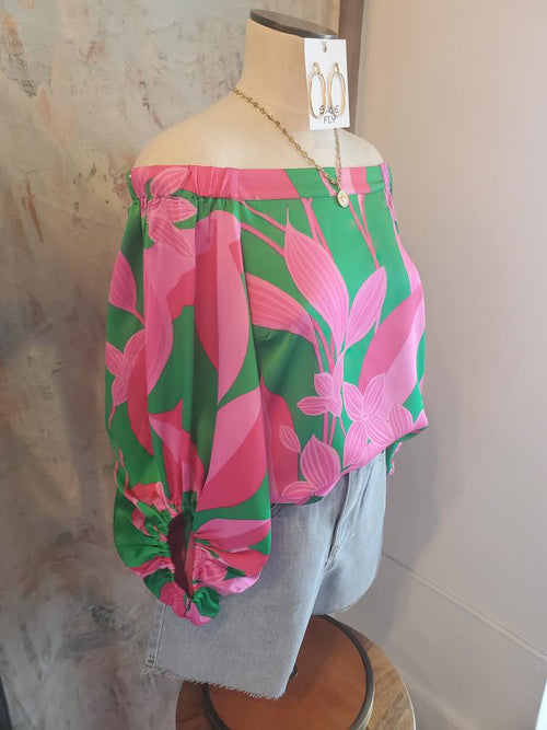 Off the Shoulder Balloon Sleeve Top