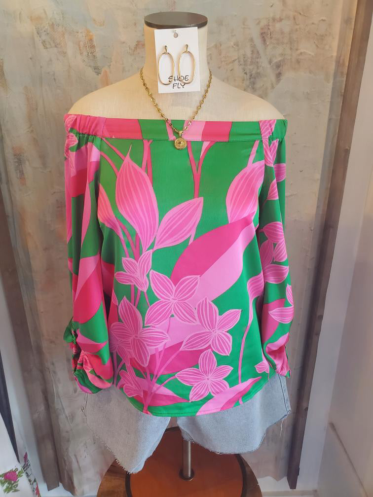 Off the Shoulder Balloon Sleeve Top