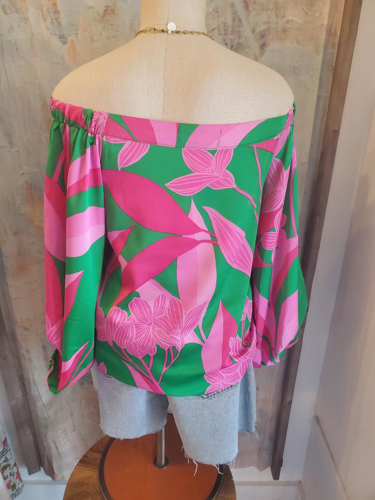 Off the Shoulder Balloon Sleeve Top