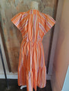 Stripe V Neck Maxi Dress with Swirl Button