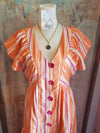 Stripe V Neck Maxi Dress with Swirl Button