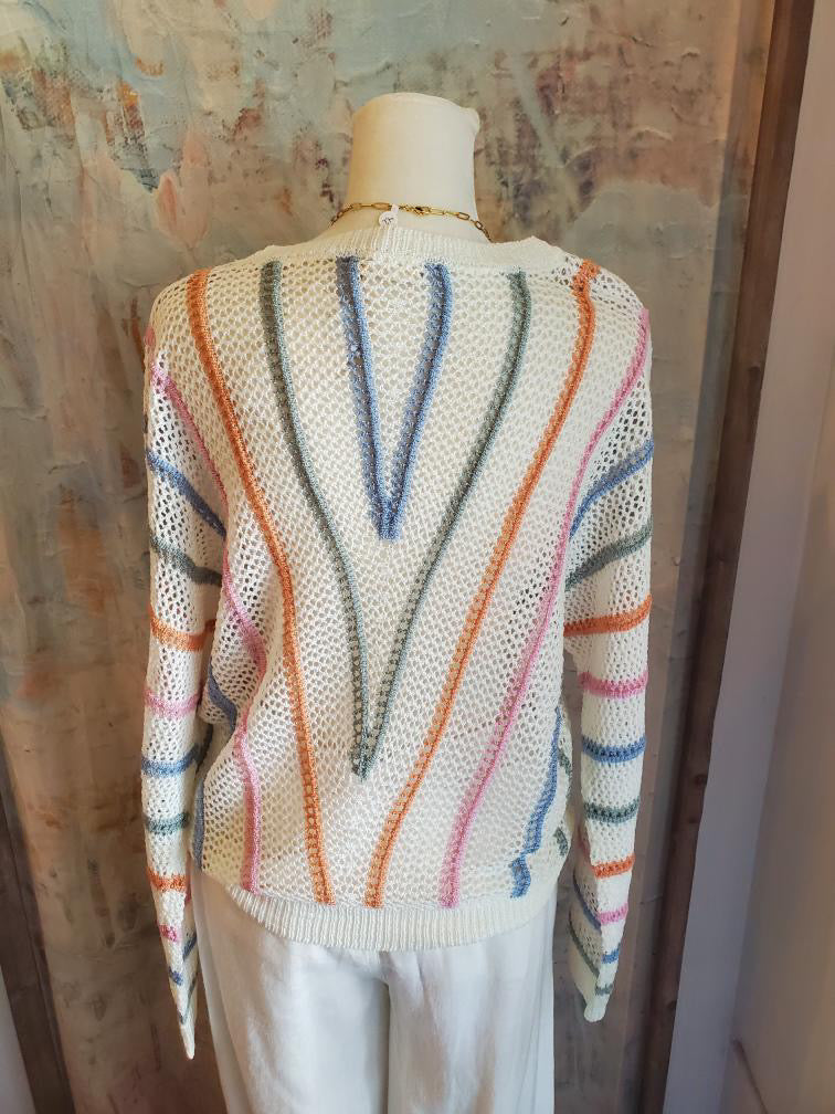Stripe  Dolman Sleeve Knit Top