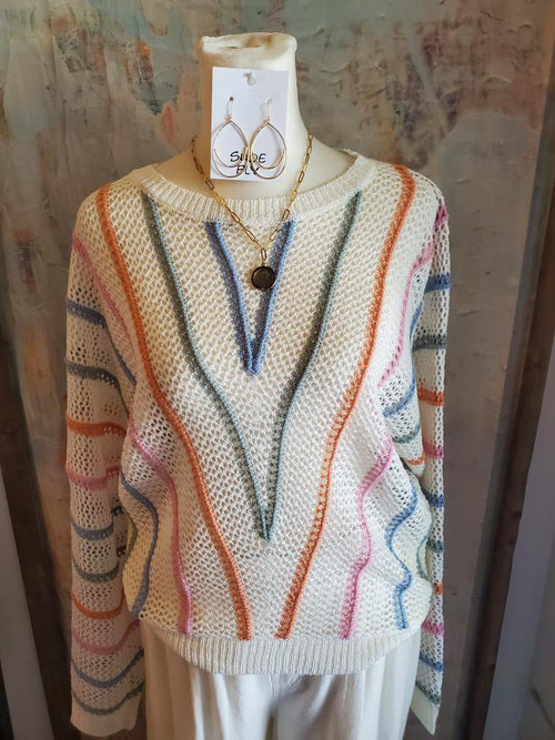 Stripe  Dolman Sleeve Knit Top