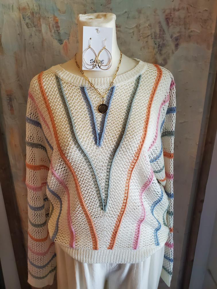 Stripe  Dolman Sleeve Knit Top