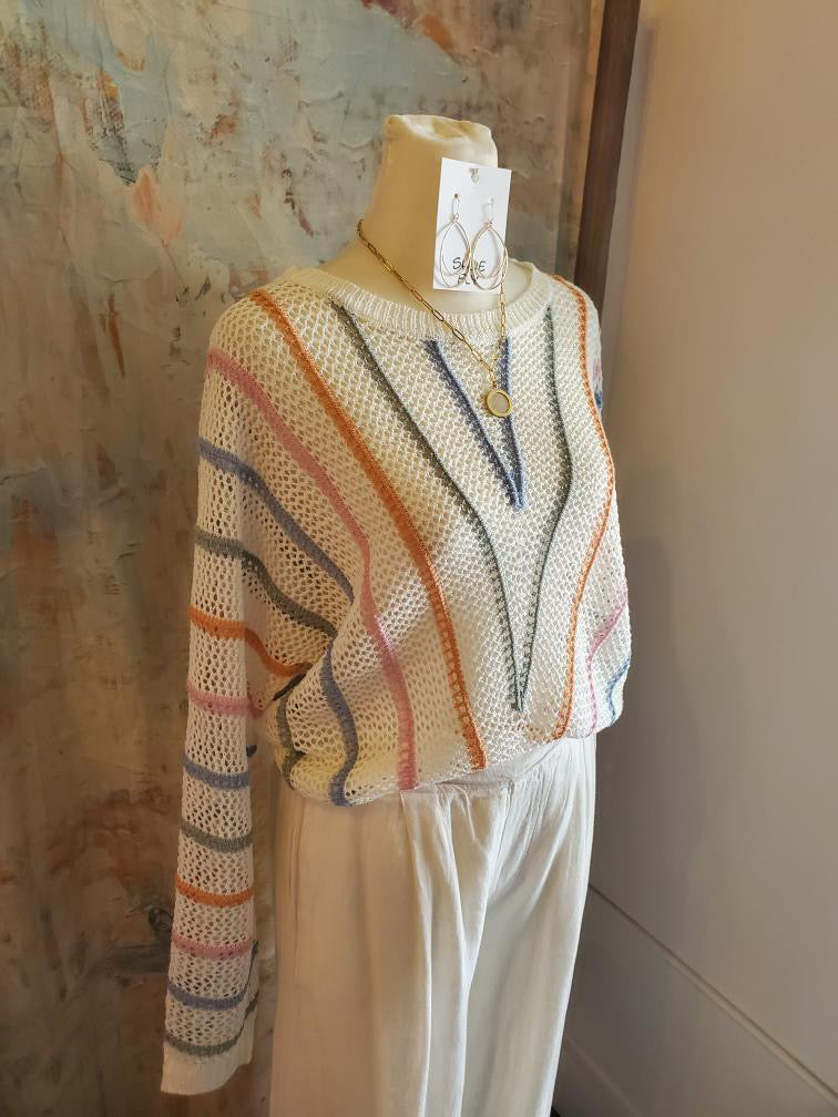 Stripe  Dolman Sleeve Knit Top