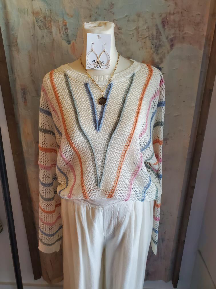 Stripe  Dolman Sleeve Knit Top