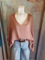 Washed Poly Silk Caftan Top with Back Band