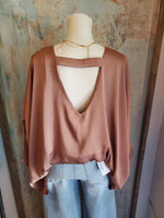 Washed Poly Silk Caftan Top with Back Band