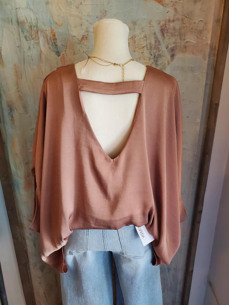 Washed Poly Silk Caftan Top with Back Band