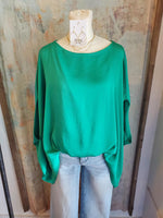 Washed Poly Silk Boat Neck Top __