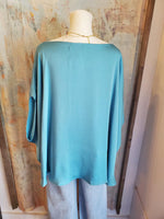 Washed Poly Silk Boat Neck Top __