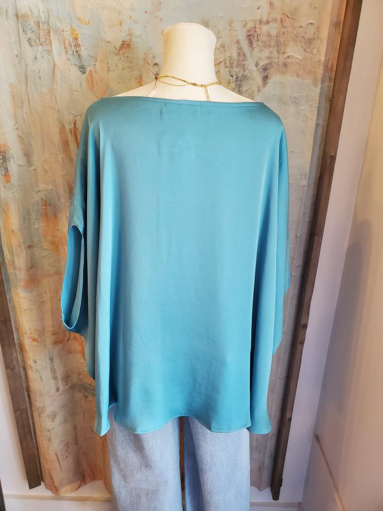Washed Poly Silk Boat Neck Top __