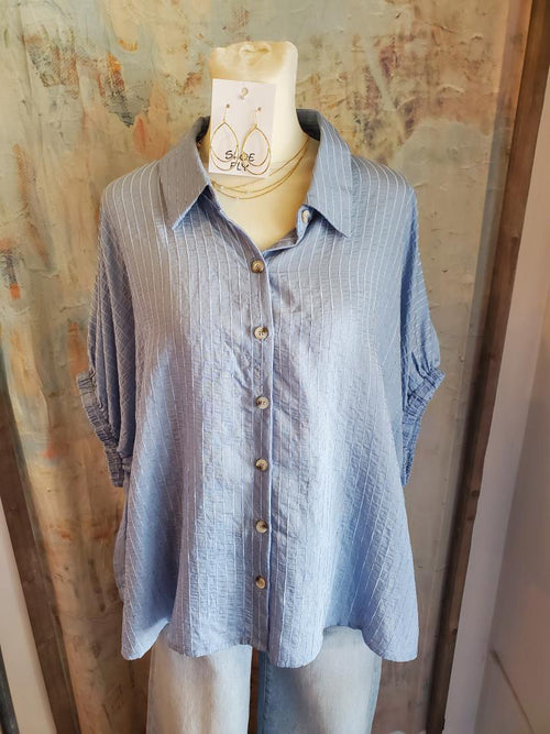 Sheer Texture Stripe Oversize Top