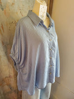 Sheer Texture Stripe Oversize Top