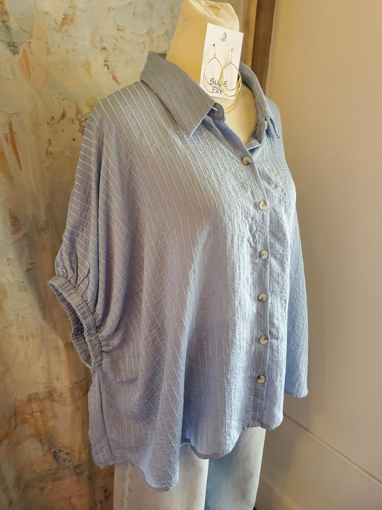 Sheer Texture Stripe Oversize Top