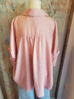 Sheer Texture Stripe Oversize Top