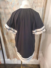 Black Cream Combo Dress with Pockets