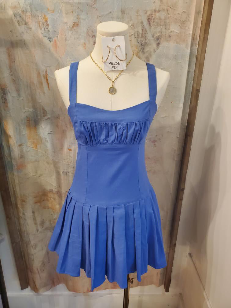 Shirred Front Tie Back Skort Dress