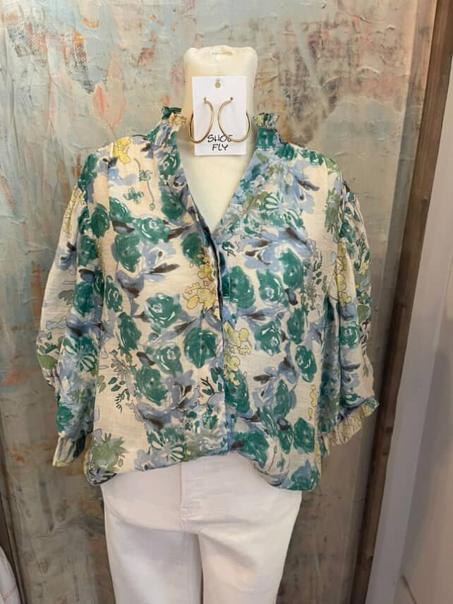 Floral Print Button Down Top