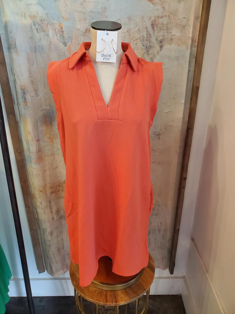 V Neck Ribbed Summer Dress with Pockets