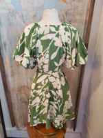Puff Sleeve Tie Waist Dress