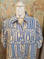 Puff Sleeve Print Button Up Pocket Dress