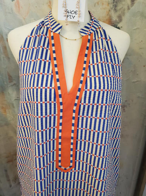 Sleeveless Stripe Dress with Pockets