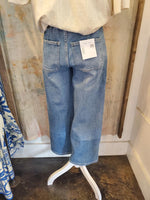 High Rise Drawstring  Detail Wide Denim