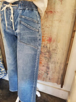 High Rise Drawstring  Detail Wide Denim