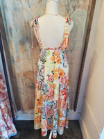 Tropical Tie Shoulder Print Maxi Dress