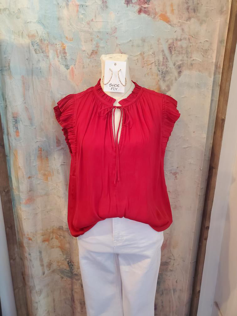 Pleat Cap Sleeve Top