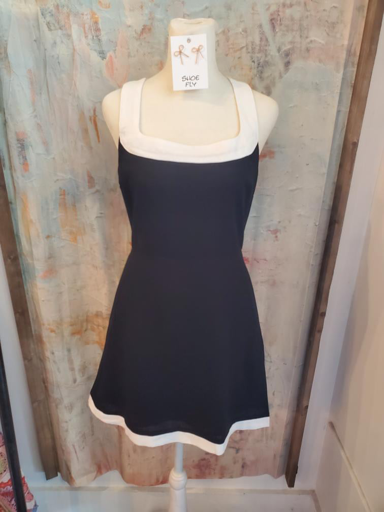 Contrast Trim Mini Dress