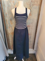 Square Neck Stripe Midi Dress