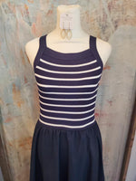 Square Neck Stripe Midi Dress